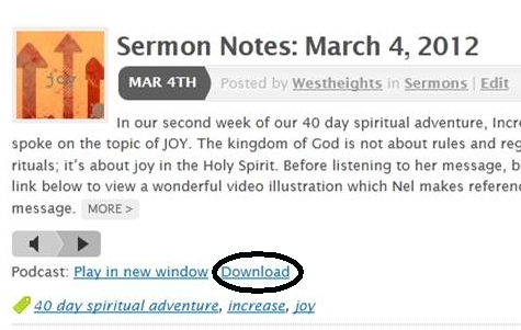 Downloading Audio Recordings of Sermons from this blog
