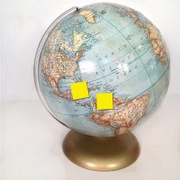 Post it notes on globe
