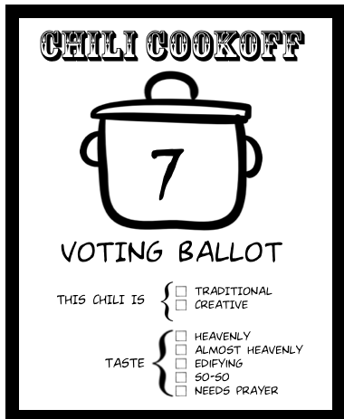 Chili cookoff ballot